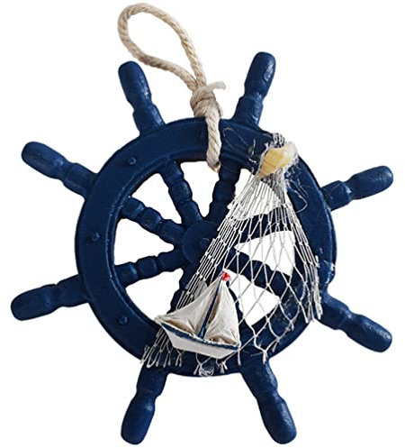 Mediterrane Steuerrad Deko - 12CM Holz Schiff Lenkrad Wanddeko FüR Zuhause, Bar, GeschäFt - Retro AnhäNger