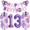 Luftballons 13. Geburtstag Deko Lila - Folienballon, Happy Birthday Dekoration für Mädchen