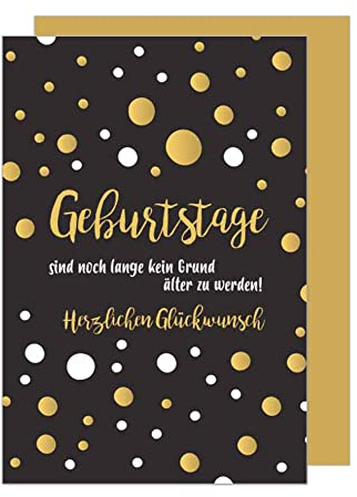Edition Seidel Premium Geburtstagskarte mit Goldprägung und Umschlag. Glückwunschkarte Grusskarte Billet Geburtstag Happy Birthday Mann Frau Karte Punkte Dots (G2329 SW023)