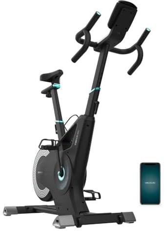 Cecotec Luft- und Magnetwiderstand Heimtrainer DrumFit Indoor Eolo. APP und LED-Bildschirm, Schwungrad 6 kg, Gerätehalter und Flasche, Brustgurt Pulsmesser