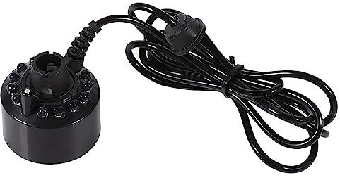 Qcwwy Nebler Nebelmaschine, 24V 12 LED Farbwechsel Luftbefeuchter Ultraschall Nebelmaschine Wasserteich Zerstäuber Luftbefeuchter für Gartenarbeit und Teichnutzung