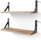 AGM Wall Mounted Shelves Set of 2, Rustic Light Wood Wall Floating Shelves for Bedroom, Living Room, Kitchen, Laundry Room Storage & Decoration-Light Brown