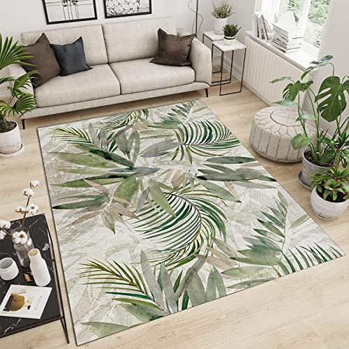 SANSJI Sommergrüne Dschungelpflanzen Designerteppiche, Abstrakter Minimalistischer Wald Pflegeleicht Waschmaschinenfest Teppiche - für Wohnzimmer, Kinderzimmer, Schlafzimmer und die Küche 80 x 150 cm