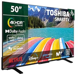 TOSHIBA 50UV2363DG Smart TV 4K UHD de 50, sin Marcos, con HDR10, Dolby Audio, Compatible con Asistente de Voz Alexa y Google
