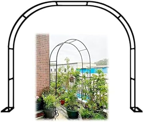 Pergolato Da Giardino Ad Arco In Metallo Per Esterni Con Base 140 Cm 160 Cm 180 Cm 200 Cm 240 Cm 280 Cm 300 Cm Di Larghezza Traliccio Nero Vari Fiori Ad Arco Piante Rampicanti Prato Cortile,Nero,(