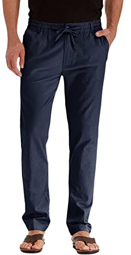 Leinenhose Hose Herren Regular fit Herren Cargohose Lang Baumwolle Jogginghose Casual Loose Fit Sweatpants Mit Tasche Männer Sweathosen Hooligan Streetwear Jogpants Herren