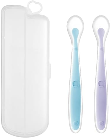 Vaisselle,Cuillere Bebe Apprentissage,Lot de x2,Cuillère En Silicone Pour Bébé avec embouts en silicone souple pour Convient Aux Bébés De Plus De 1 Mois,l'Alimentation et le Sevrage de Bébé, sans BPA