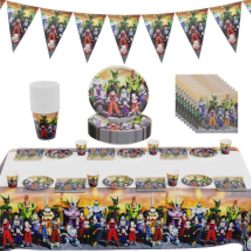 Vajilla para Fiestas 20 Invitados,Decoración Cumpleaños Niños 62 Pcs,Cumpleaños Vajilla,Fiesta de Decoración,Pancarta,Servilletas,Platos,Mantel,Vasos de Papel,para Niños Fiesta de Cumpleaños