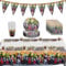Vajilla para Fiestas 20 Invitados,Decoración Cumpleaños Niños 62 Pcs,Cumpleaños Vajilla,Fiesta de Decoración,Pancarta,Servilletas,Platos,Mantel,Vasos de Papel,para Niños Fiesta de Cumpleaños