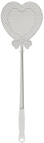 NVNVNMM Fliegenklatsche, neuartige Fliegenklatsche, langlebig, faltbar, rostfrei, Herzform, leicht, manuelle Fliegenklatsche, Grau