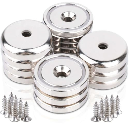 12 Stück Starke Magnete mit Loch, 38Kg+ Zugkraft 36mm Große Neodym Magnete Extra Stark, Rund Magnete Stark zum Anschrauben, Runder Magnet zur Befestigung und zum Halten Von Werkzeugen