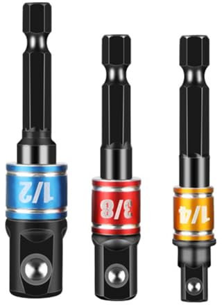 Aiweijia Impact Grade Socket Adapter Set, Bit Socket Wrench Adapter Set 1/4 3/8 1/2 Drive for Nut Drivers Impact Hole Saws Spade Bits Conversion Accessory