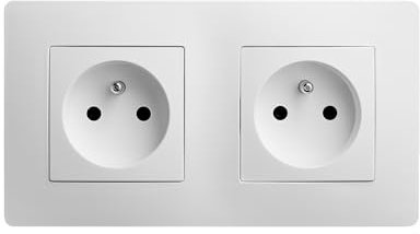 DEBFLEX - Caly - Prise Électrique 2P+T Double/2 postes Horizontaux - Prise Murale 16A avec Terre - Plastique - Installation Encastrée - Blanche - 156 x 85 x 39 mm