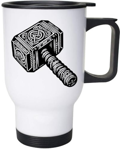 Azeeda 400ml 'Viking Hammer of Thor' Reusable Coffee/Travel Mug (MG00077312)
