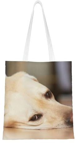 FUkker Tragetasche, Canvas-Tasche, neuartige Tragetasche mit langem Griff, Umhängetasche, Einkaufstasche, wiederverwendbare Tasche, Gelber Labrador Retriever Druck