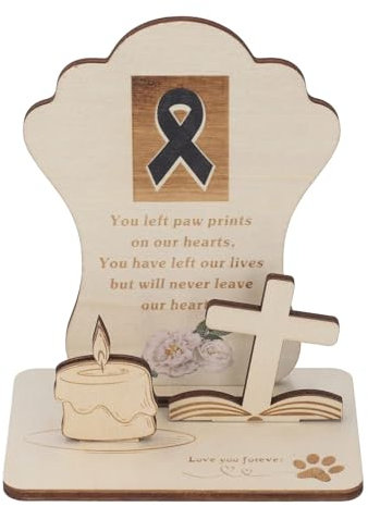 Placa Conmemorativa para Mascotas, Placa de Madera Conmemorativa para Mascotas, Decoración de Escritorio para Gatos y Perros