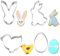 4PCS Easter Cookie Cutters Set, Easter Hare Cookies Cutter, Easter Eggs Cookie Molds, Stainless Steel Cookie Mold, Egg, Rabbit Face, Bunny, Chick Cookies Mold for Biscuit Pastry Cake Tools
