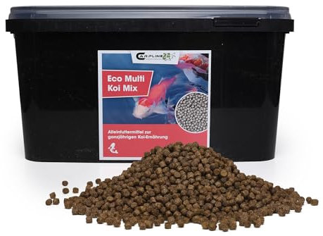 Carpline24 Eco Multi Koi Mix 15 kg 3 mm - Hochwertiges Koifutter mit Astaxanthin, Proteinreiches Fischfutter für Farbenprächtige Teichfische
