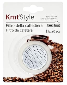 Confezione Ricambi 1 Guarnizione in Silicone + 1 Filtro in Alluminio Compatibili con Caffettiere per Moka da 1 Tazza