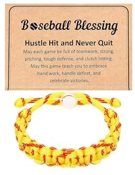 Handgefertigtes geflochtenes Sport-/Baseball-Armband, verstellbar, Basketball, Fußball, Softball, Hustle and Never Quit, inspirierende Armbänder, Anhänger für Damen und Herren, Spieltag, Saisonende
