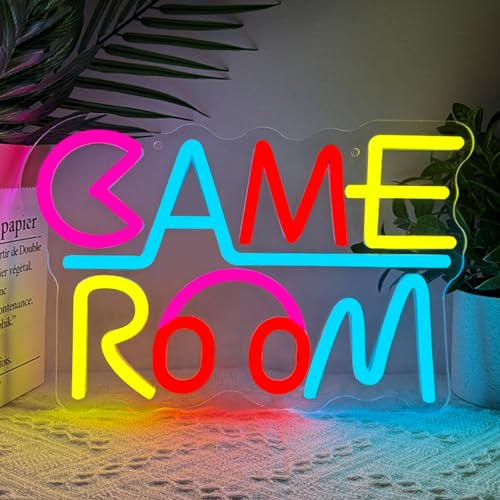 BEISKAFNVSZ GAME ROOM Panneau Néon LED Salle Jeux Casque D'Arcade Rétro Gaming Murale Enseigne Néon USB Intensité Variable Décoration Chambre D'Enfant Man Cave