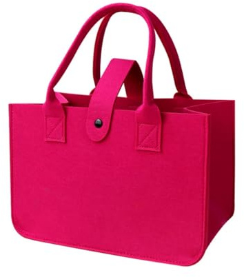 Ddujbtp Faltbare Einkaufstaschen aus Filz, große Kapazität, Shopper Aufbewahrungstaschen für Lebensmittel und Reisen, mit verstärkten Griffen, rose pink, Taschen-Organizer