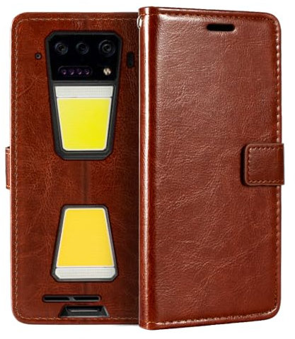 Shantime Étui Cuir Compatible avec 8849 Tank 2 Pro, Design Affaires Rabat Magnétique avec 3 Fentes Cartes, Photo et Poche Cachée(Marron)