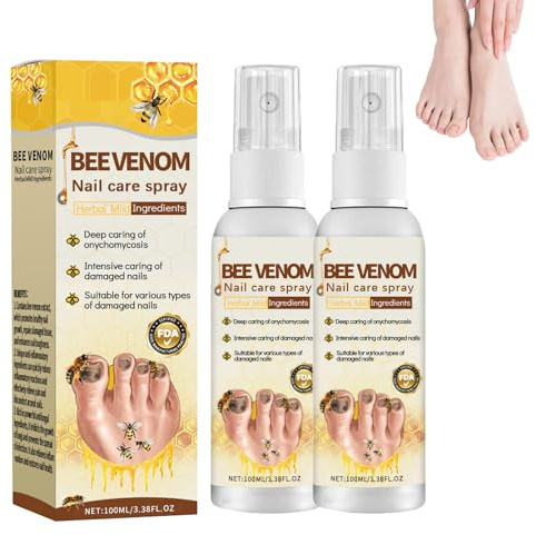 Bienengift Nagelpflege Spray,2 Stück Bienengift Nagelbehandlung Serum für Fingernägel und Fußnägel,Verbesserung der Zähigkeit der Nägel