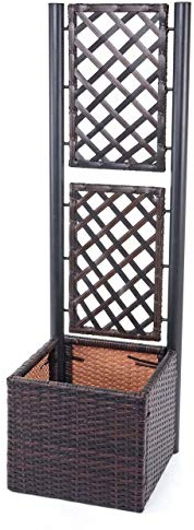 PROREGAL Poly-Rattan Rankgitter, HxBxT 142x43x43 cm, Braun, Pflanzkasten Rankhilfe