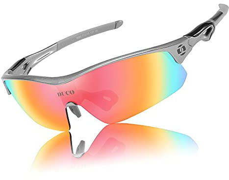 DUCO Polarized Sports Cycling Sunglasses for Men with 5 Interchangeable Lenses for Running Golf Fishing Hiking Baseball 0020