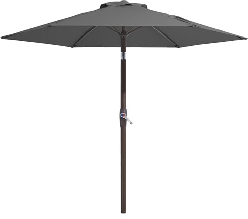 Palawano 2.3M Parasol de Jardin Exterieur Anti UV et Vent, Parasol Terrasse Balcon avec Manivelle pour Café, Jardin, Piscine et Arrière-Cour (Gris)