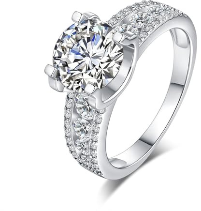 Tolldek 950 Platinum Pärchen Ringe, 4 Klaue Freundschaftsringe mit Moissanit Echt Gold, PT950 Ring, Gr.60 (19.1)