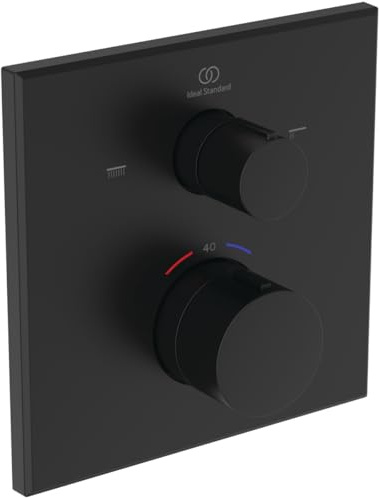Ideal Standard Ceratherm C100 Badethermostat Unterputz, Wannenarmatur mit Temperatursperre bei 40° C, Thermostat für die Badewanne – Schwarz Matt