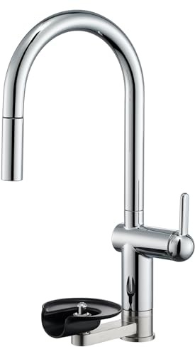 GLYYR Robinet Cuisine Douchette avec Rince Verre Evier, Monolevier Robinet Evier 2 Modes Mitigeur Evier Cuisine, Robinetterie de Cuisine Rotatif à 360° Laiton, Chaud et Froid Réglables