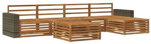 vidaXL Outdoor-Sofagarnitur 6 pcs Natur 79 x 79 x 37 cm, Patio-Sofa, modernes Eckset, wetterfester Gartenlounge, Bequeme Terrassenplätze für entspannte Zeiten