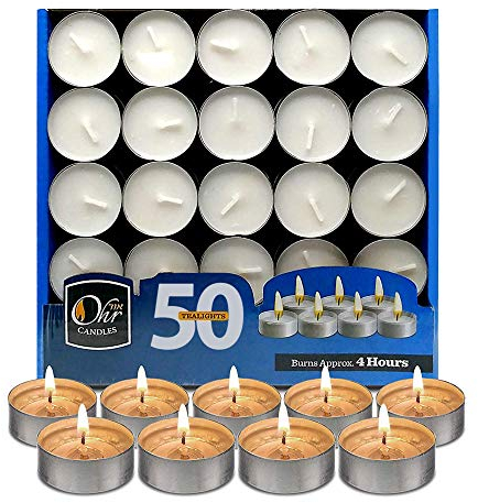 Ohr Candles Candele Tealight - Set da 50 Candele Bianche Sfuse - Candele Piccole - Lumini Bianchi 4 Ore