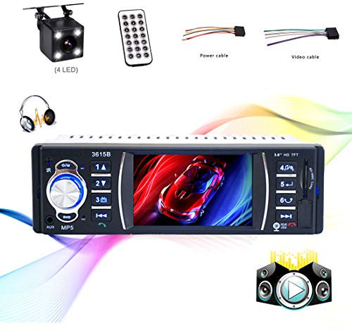 VIGORFLYRUN PARTS LTD 1 DIN Autoradio Bluetooth, 4.1 Mains Libres Stéréo de Voiture 12V Lecteur MP5 MP4 Multimédia Mirror Link/Aux Input/SD/USB/Radio FM avec Caméra de Recul 3615B
