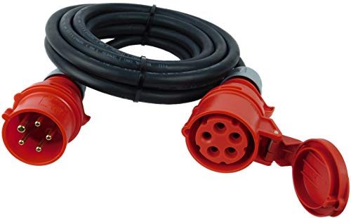 NWP CEE-Verlängerung 5m 400V 16A, Schwarz, IP44 5x2,5 mm² H07RN-F - Gummischlauchleitung, Verlängerungskabel für Baustelle, Industrie, Außenbereich