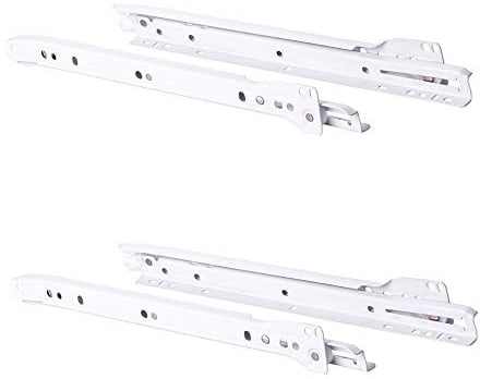 JUVA - Guide per cassetti in legno, 250 mm, in acciaio RAL 9003 bianco, portata 30 kg, 2 paia di guide estraibili per armadi da cucina