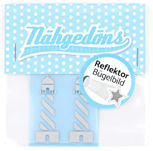 Naehgedoens.de Leuchtturm | Reflektierendes Bügelbild 2er-Set | 5 cm | Silber