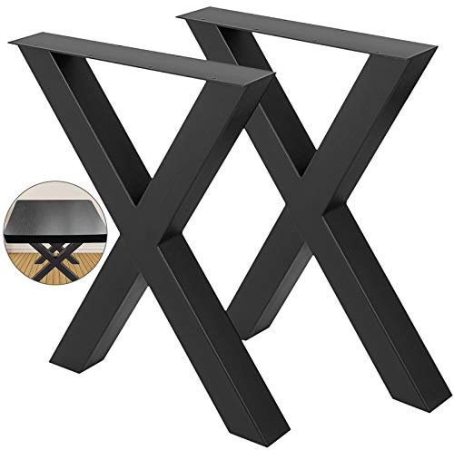 VEVOR Pieds de Table en Métal 2PCS Pied de Table Basse et Table à Manger Industriel de Charge Maximal 1000 kg de Jambes en Croix Forme de X pour Maison Salle à Manger Cafétéria Bar 720x600mm Noir