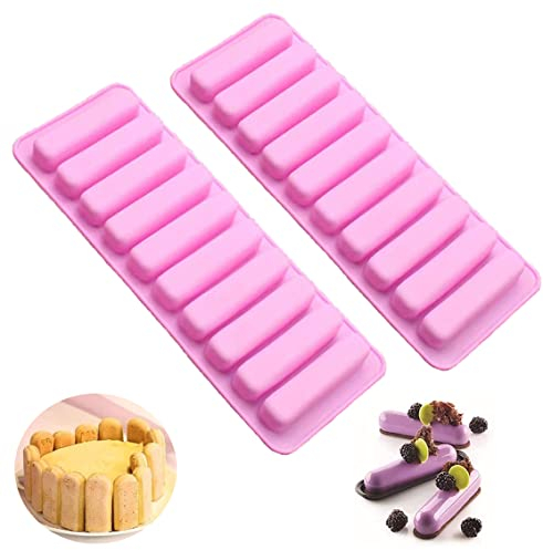 Bamutu Long Strips Chocolate Silicone Mould Finger Shape Cookie Molds 2 PCS-10 Cavity Chocolate Rectangular Cereal Bar Molds Food Grade Ice Silicone Mold Homemade Candy Bake Ware Baking Tools