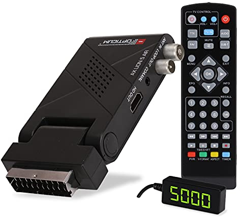 RED OPTICUM AX Lion 5 AIR DVB-T2 Receiver PVR I DVB-T2 HD-Receiver mit Aufnahmefunktion - externer IR Sensor mit LED Display - SCART/ HDMI Anschluss - USB 2.0 I 12V Netzteil ideal für Camping