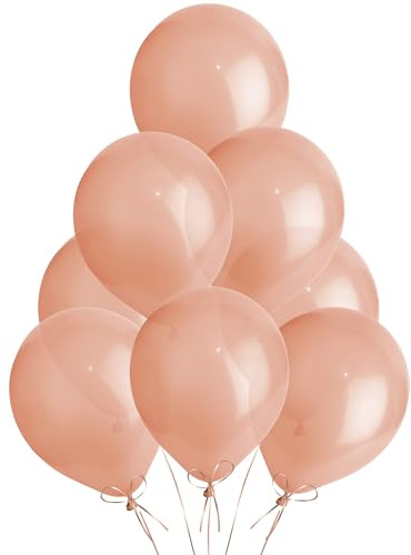 Metallic Rose Gold Balloons 100 Pack, Large 12 Inch Thick Latex Biodegradable Helium Party Balloons for Birthday, Wedding, Baby Shower, Valentine's Day Events Decoration for Balloon Arch Garland