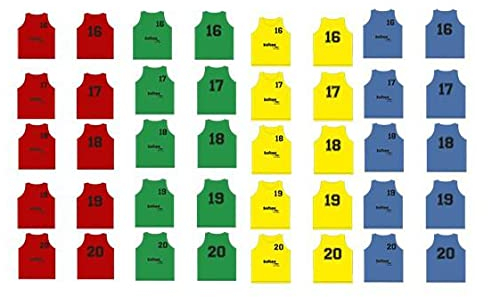 Softee Equipment Unisex Set mit 5 Leibchen, nummeriert von 16 bis 20 Weste, blau, Einheitsgröße