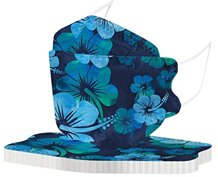 10 Stück Mundschutz Erwachsene Bunt Einweg Fischform 4-Lagige Mund-Nasen-Schutz 3D Blumen Glitzer Motiv Nasenschutz Mund-tuch Atmungsaktiv MNS Bandana Staubdicht Halstuch Schals für Damen Herren