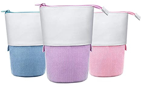 Plouluyt 3 StüCk Teleskop FedermäPpchen Stehende Schreibwaren Bleistifthalter Leinwand -Use-Up StäNder Bleistiftbeutel mit ReißVerschluss A