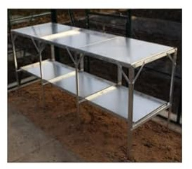 Greenhouse Aluminium Staging | Samson (7ft 6inch Long 22inch Wide 2 Tiers All Trays)