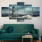 Leinwandbild 5-Teilig Leuchtturmlandschaft Am Meer Xxl/200 X 100 Cm Bild Wanddeko Wand Bild Kunstdruck Deko Wohnzimmer Wohnzimmer Schlafzimmer Büro Hotel Wandkunst Wandbild Poster Foto