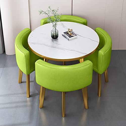 WYZCHDM Esstisch und Stühle 4er Set, Bürotisch und Stuhl-Set, Rund Esstisch mit 4 Stühlen, Konferenztisch, Besprechungstisch, Tische und Stühle for den Empfang for Esszimmer, Küche & Wohnzimmer 10